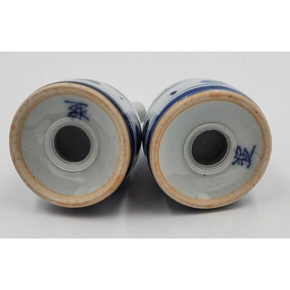 Vintage Salt & Pepper Shaker Set Blue & Grey Geometric - Picture 7 of 7